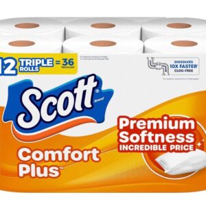 Scott ComfortPlus toilet paper, 12 triple rolls